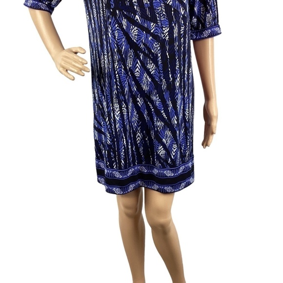 BCBGMAXAZRIA Ania Border Print Shift Dress Size M Blue - Picture 3 of 7